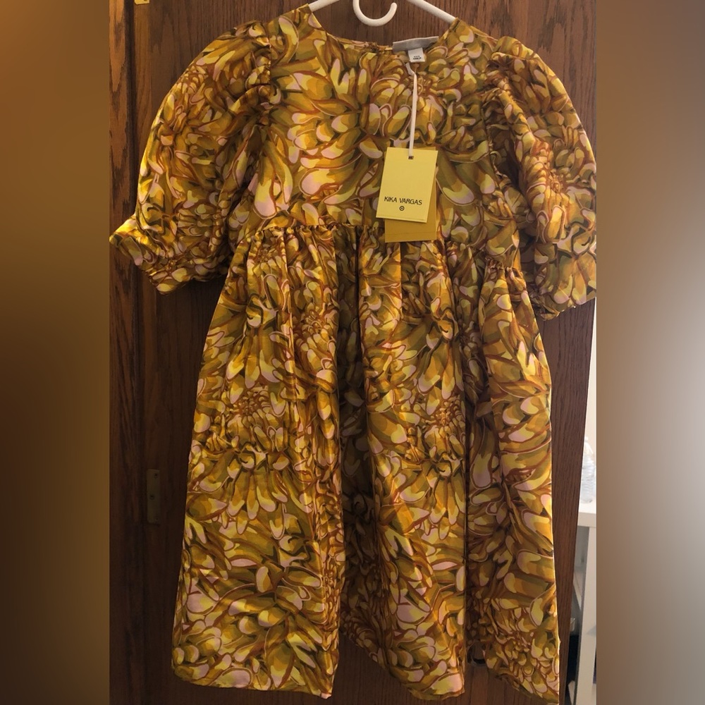 Kika Vargas x Target Yellow Floral Puff Sleeve Mini Dress NWT